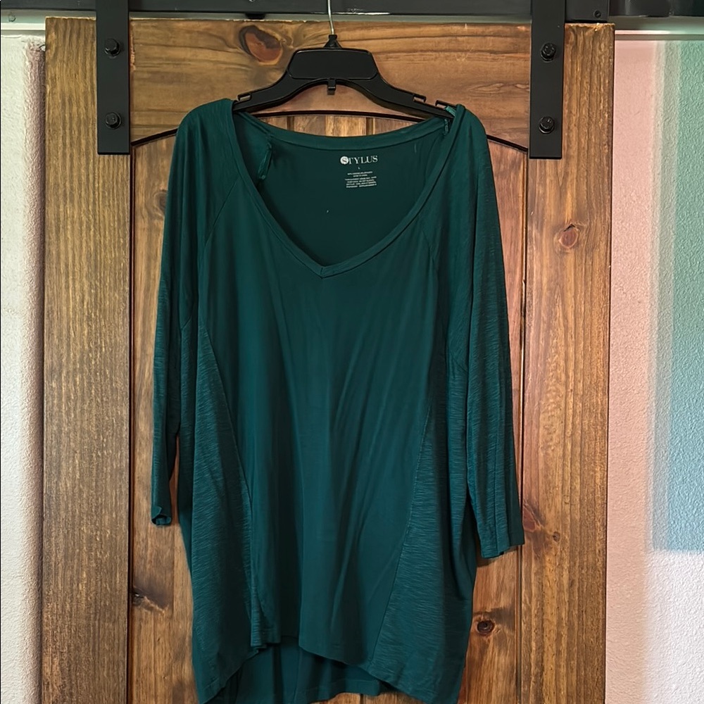 STYLUS Green Asymmetrical Tunic Top